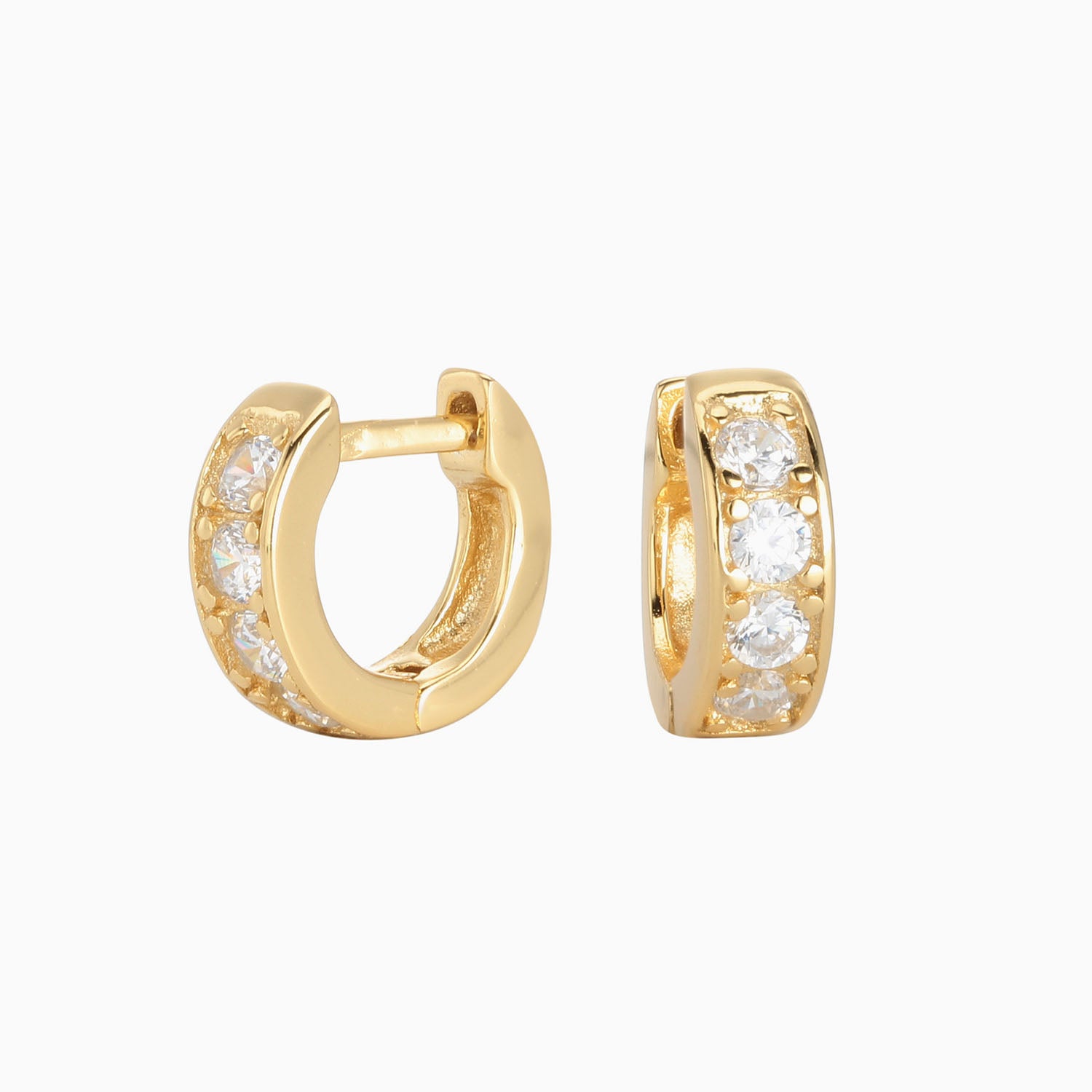 Dainty Half Eternity Huggie Hoop Earrings - Gold
