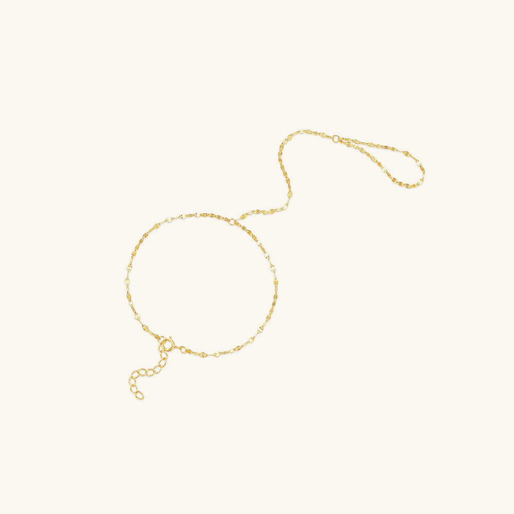 Dainty Mirror Hand Chain Bracelet - Gold