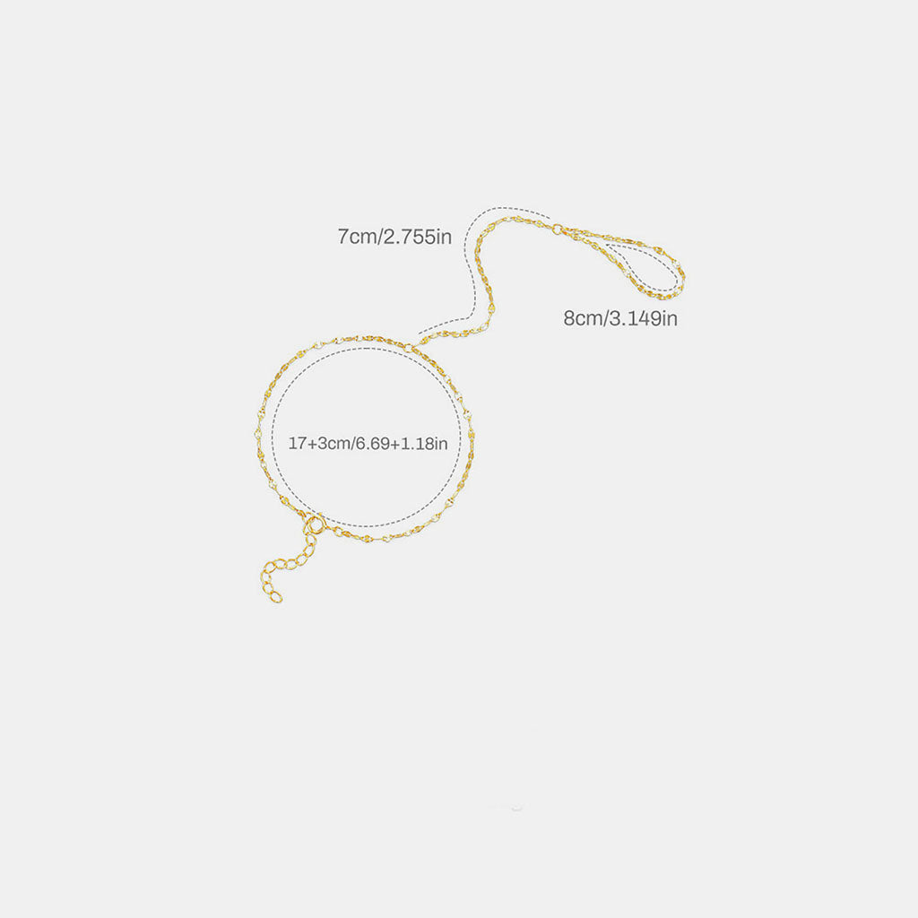 Dainty Mirror Hand Chain Bracelet - Gold