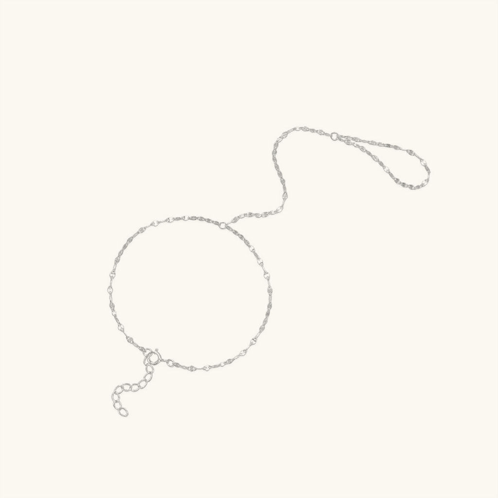 Dainty Mirror Hand Chain Bracelet - Silver
