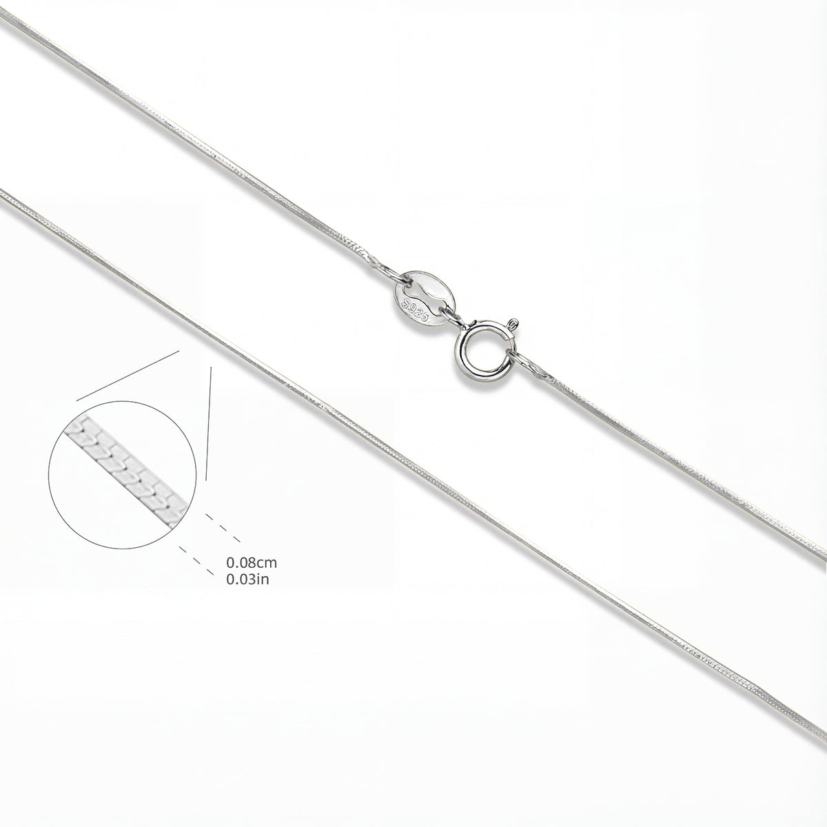 Dainty Octagonal Herringbone Necklace - Silver