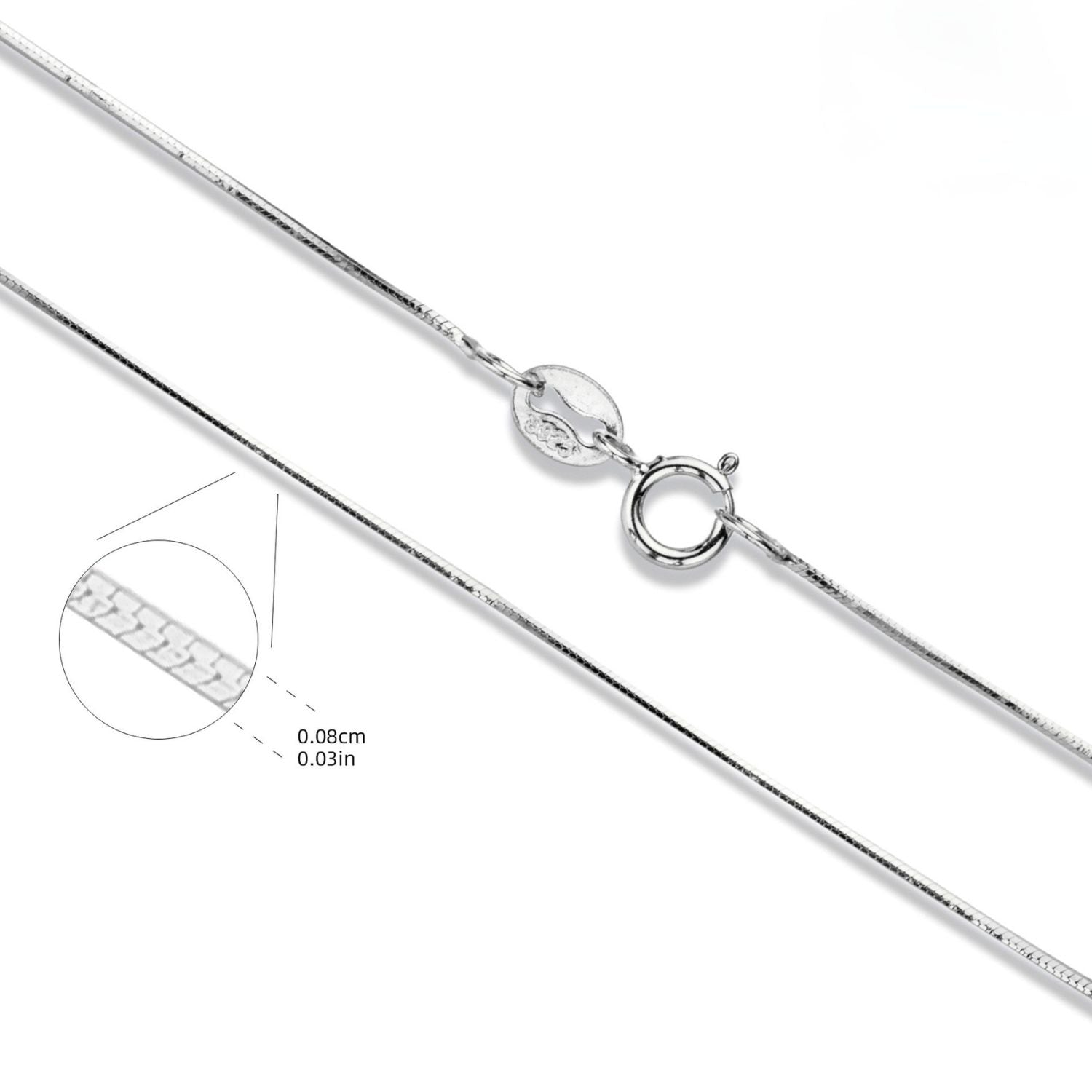 Dainty Octagonal Herringbone Necklace - Silver