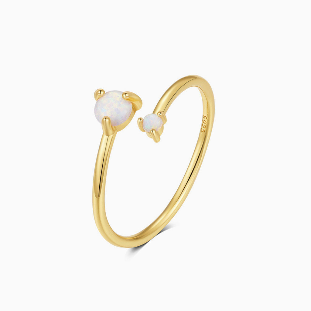 Dainty Opal Open Ring - Gold