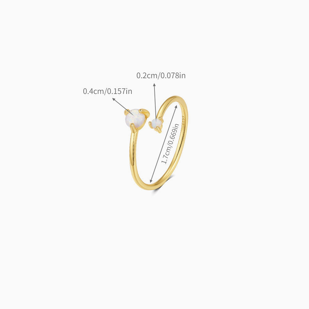 Dainty Opal Open Ring - Gold