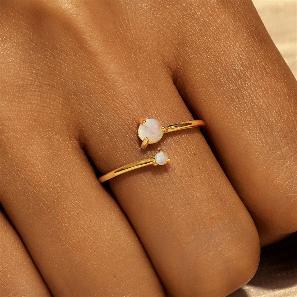 Dainty Opal Open Ring - Gold