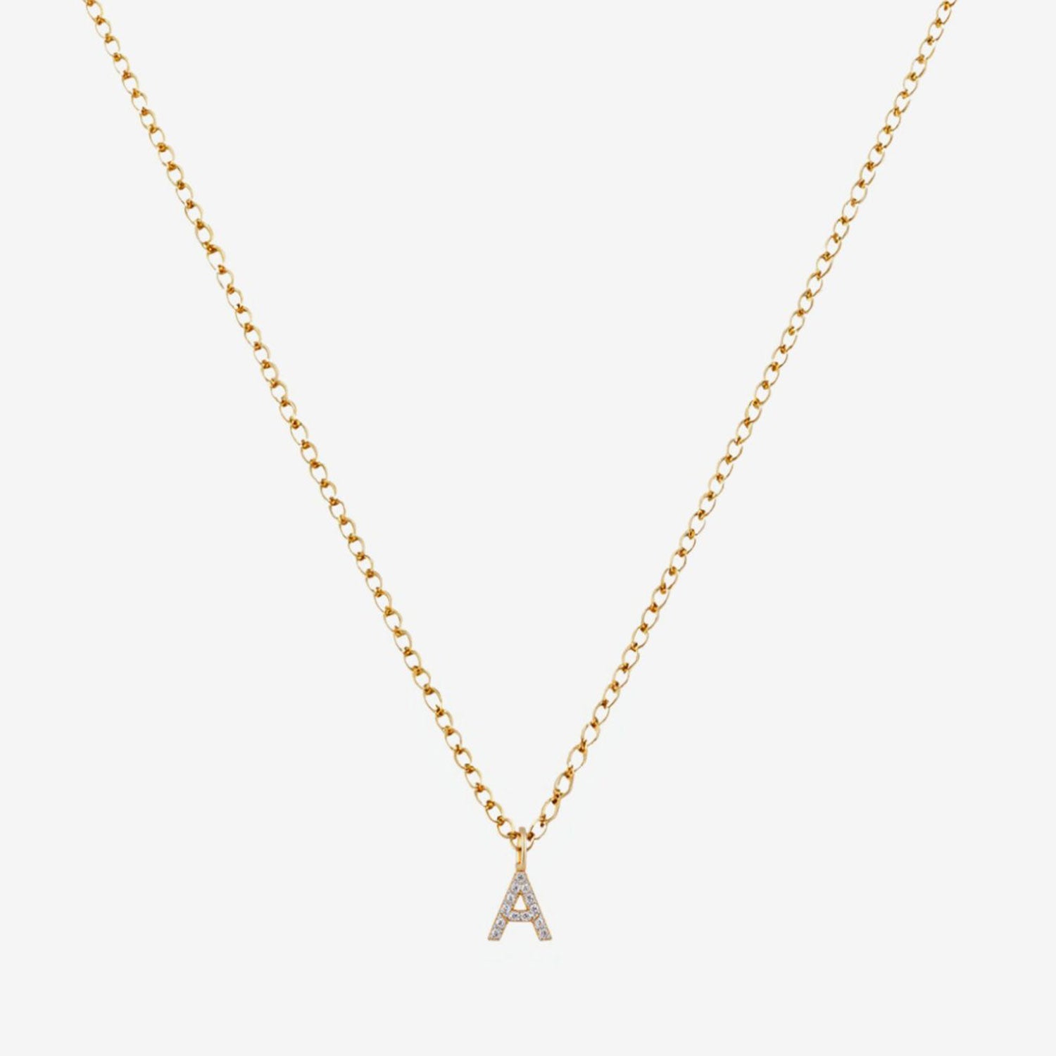 Dainty Pave Diamond Initial Necklace - Gold