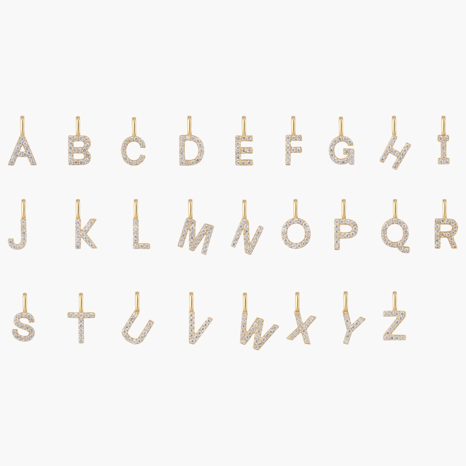 Dainty Pave Diamond Initial Necklace - Gold