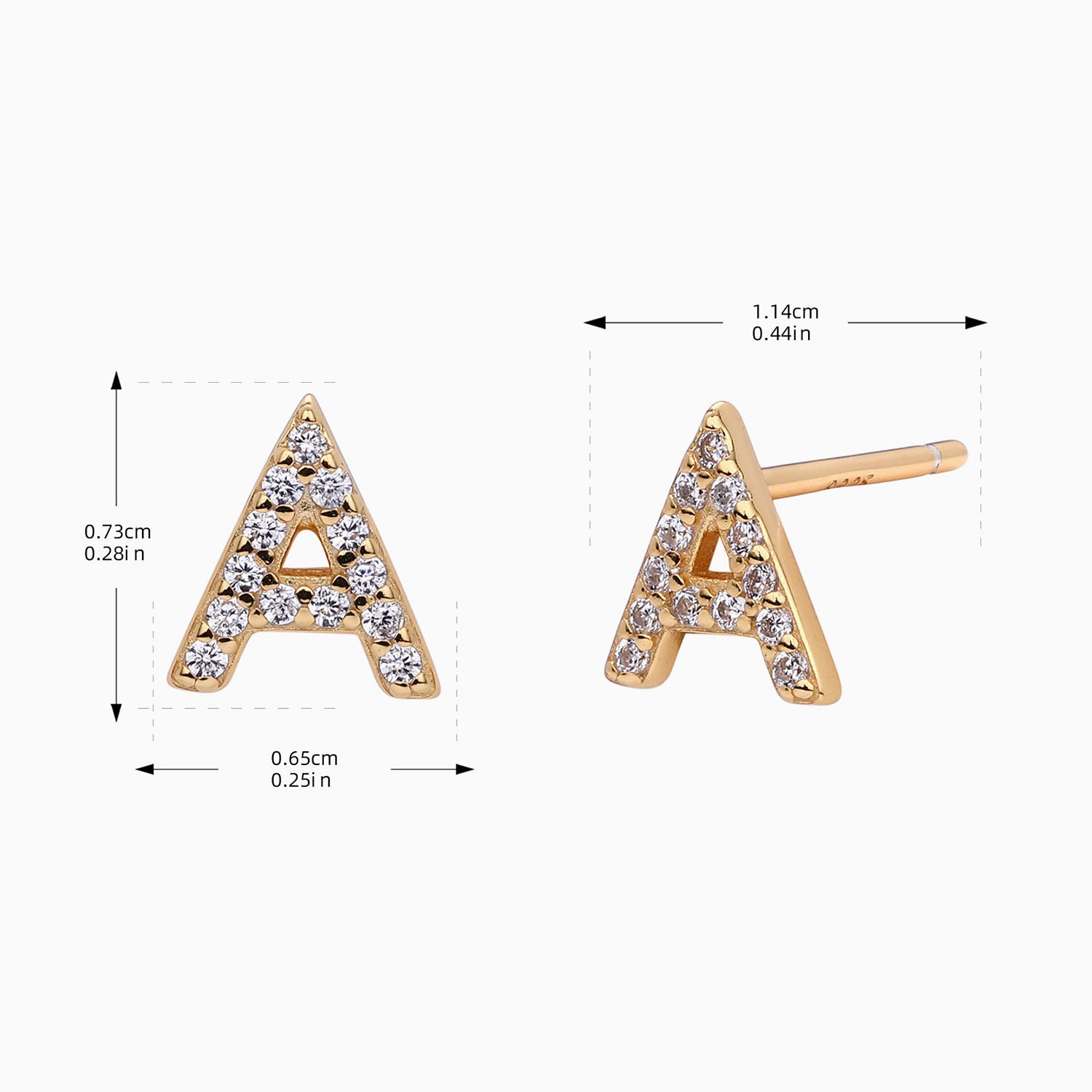 Dainty Pave Diamond Initial Stud Earrings - Gold