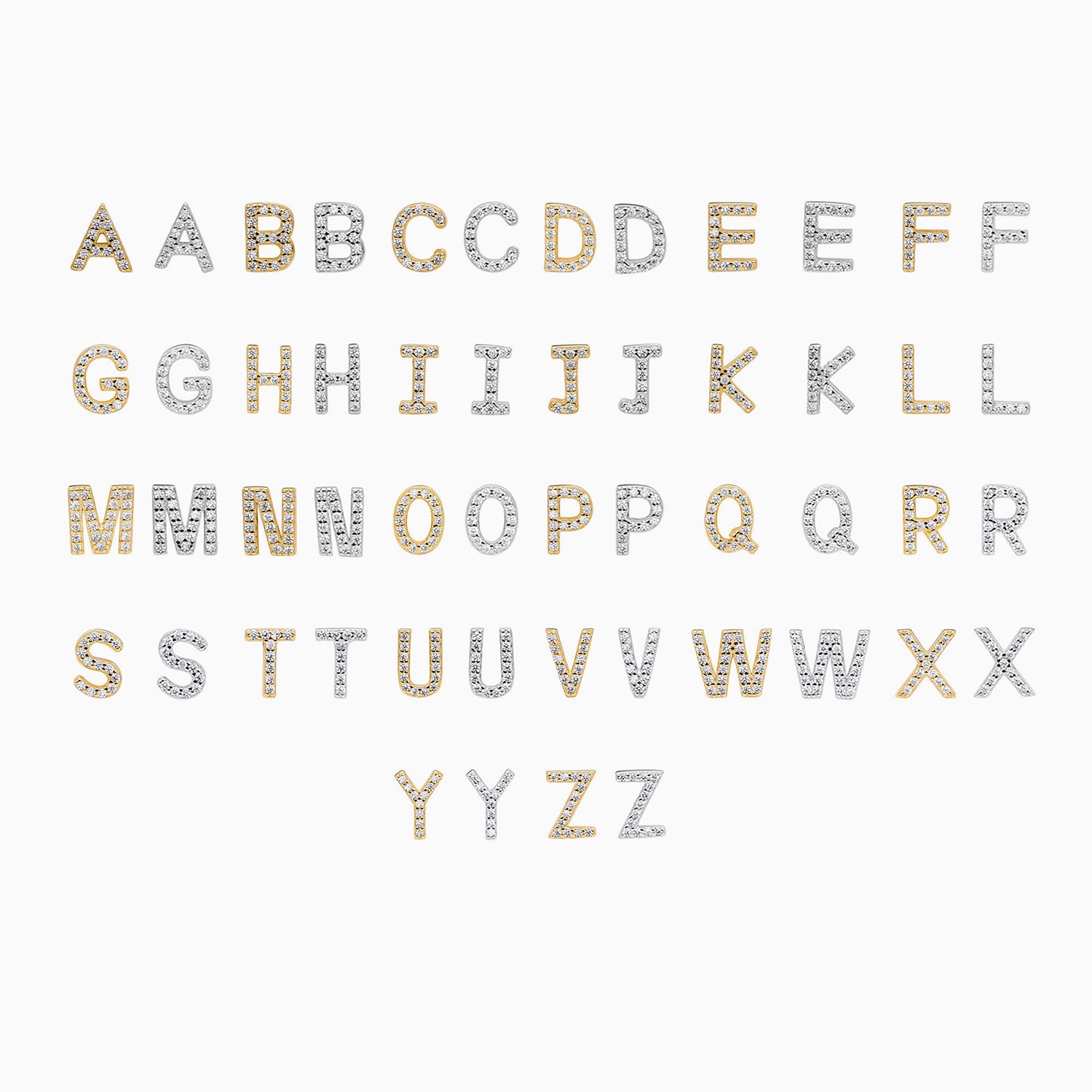 Dainty Pave Diamond Initial Stud Earrings - Gold