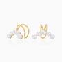 Dainty Pearl Line Ear Cuff Earrings - Gold