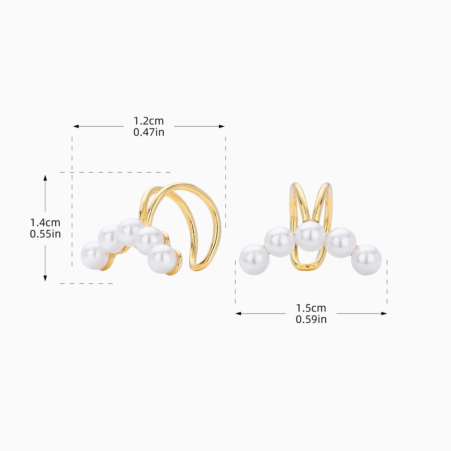 Dainty Pearl Line Ear Cuff Earrings - Gold