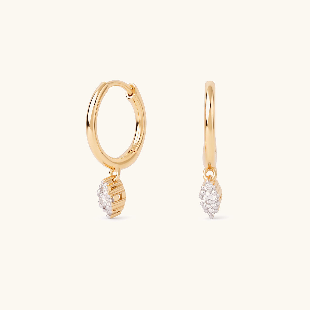 Dainty Simulated Diamond Drop Huggie Hoop Earrings - Gold