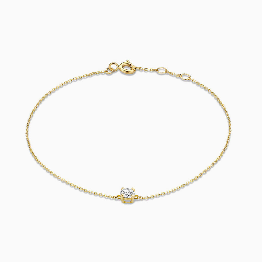 Dainty Solitaire Diamond Bracelet - Gold