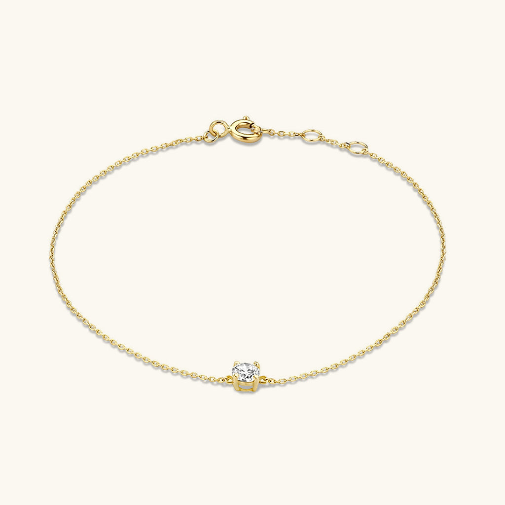 Dainty Solitaire Diamond Bracelet - Gold
