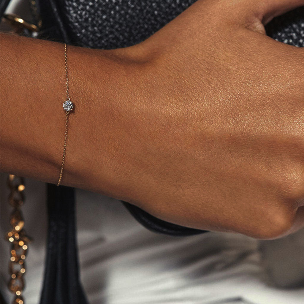 Dainty Solitaire Simulated Diamond Bracelet - Gold