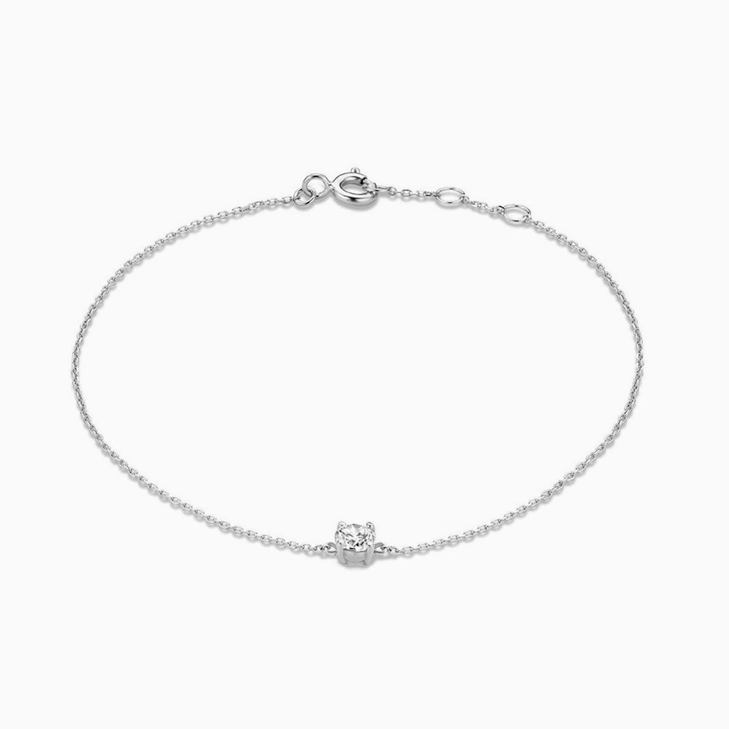 Dainty Solitaire Diamond Bracelet - Silver