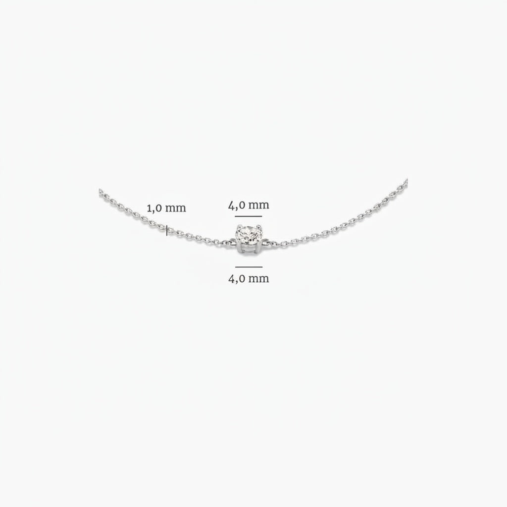 Dainty Solitaire Diamond Bracelet - Silver
