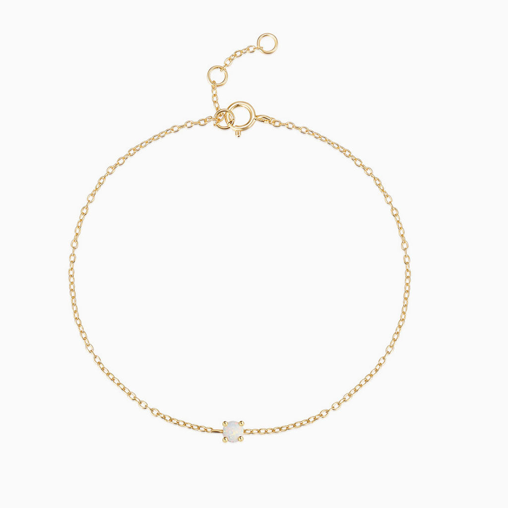 Dainty Solitaire Opal Bracelet - Gold