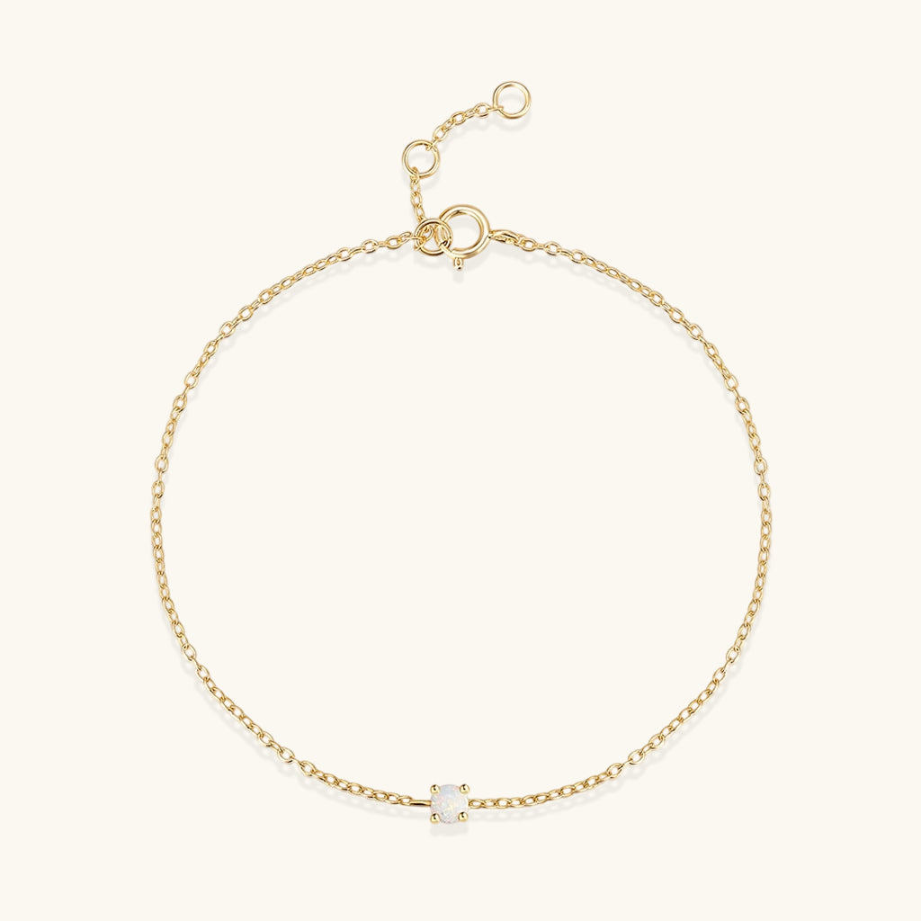 Dainty Solitaire Opal Bracelet - Gold