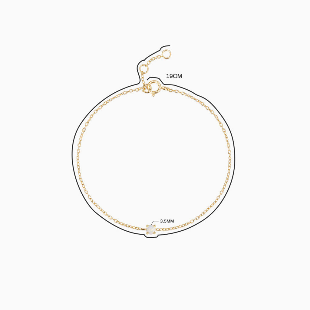 Dainty Solitaire Opal Bracelet - Gold