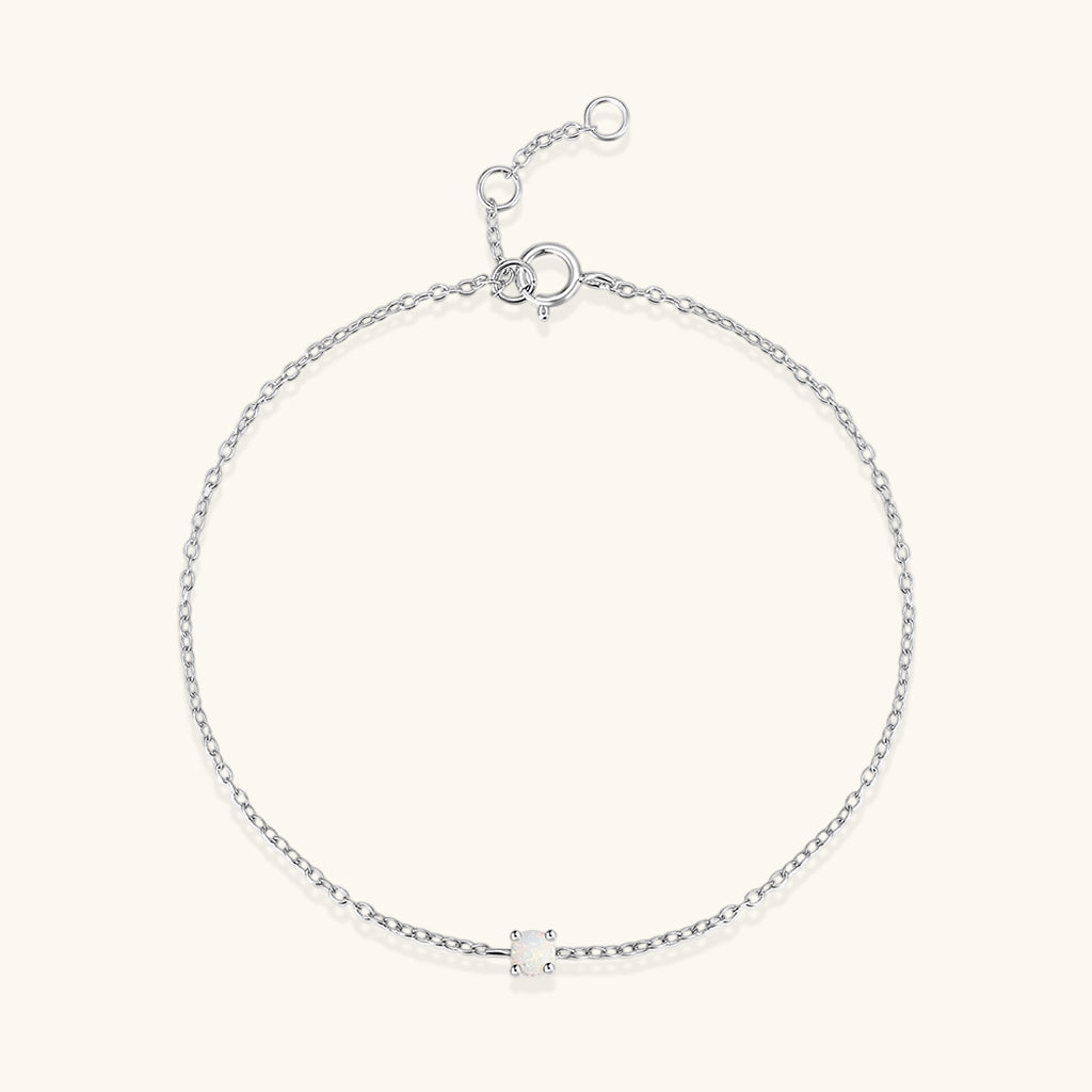 Dainty Solitaire Opal Bracelet - Silver