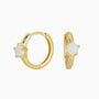 Dainty Solitaire Opal Huggie Hoop Earrings - Gold