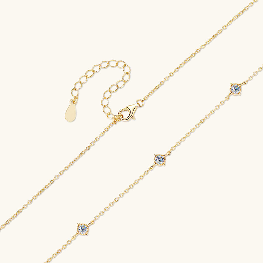Dainty Station Moissanite Necklace - Gold