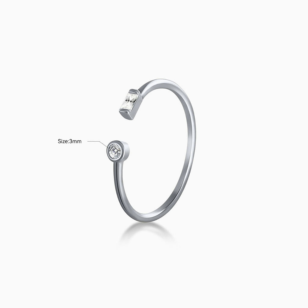 Dainty Two Stone Open Ring - Silver