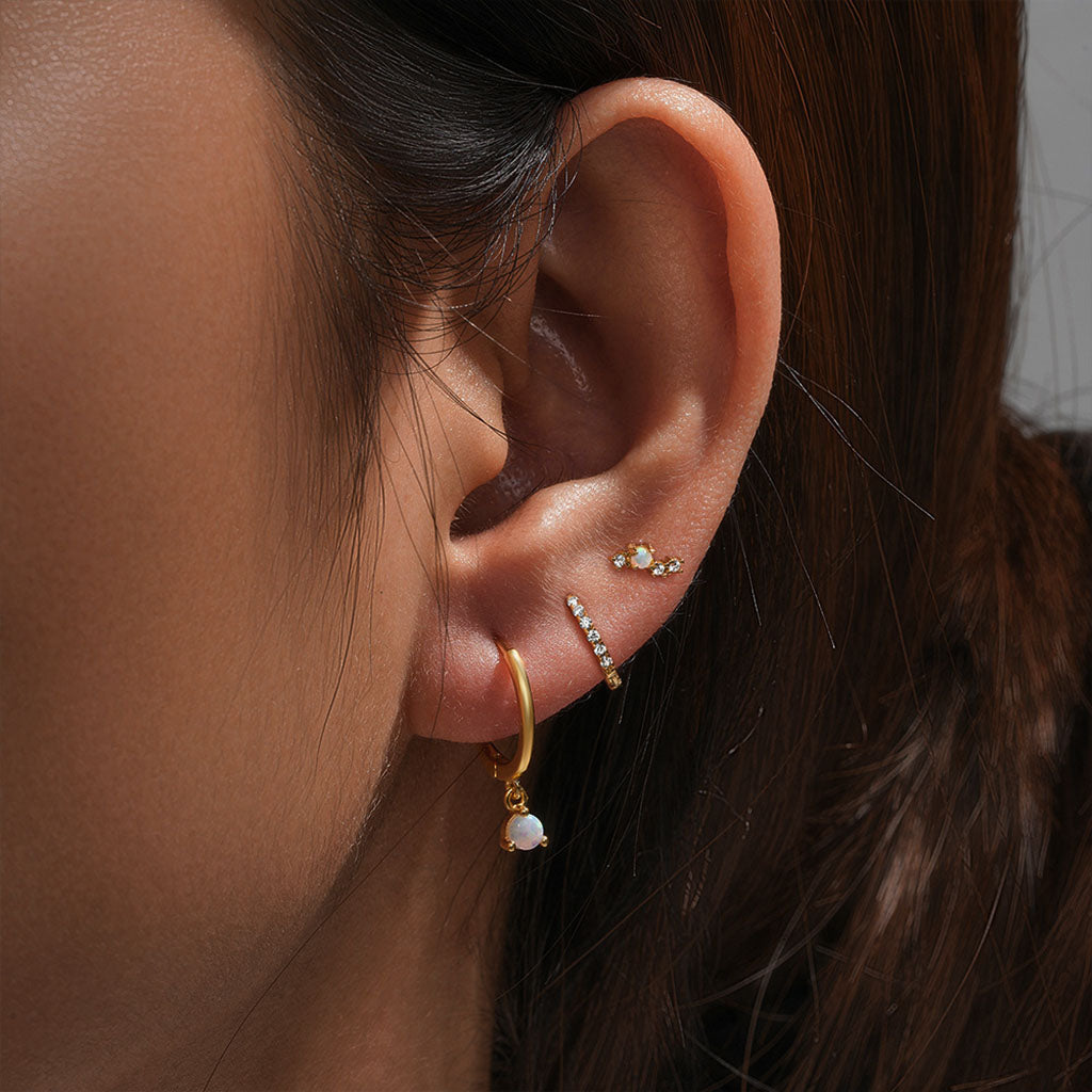 Dangle 3 Piece Evil Eye Huggie Hoop Earring Bundles - Gold