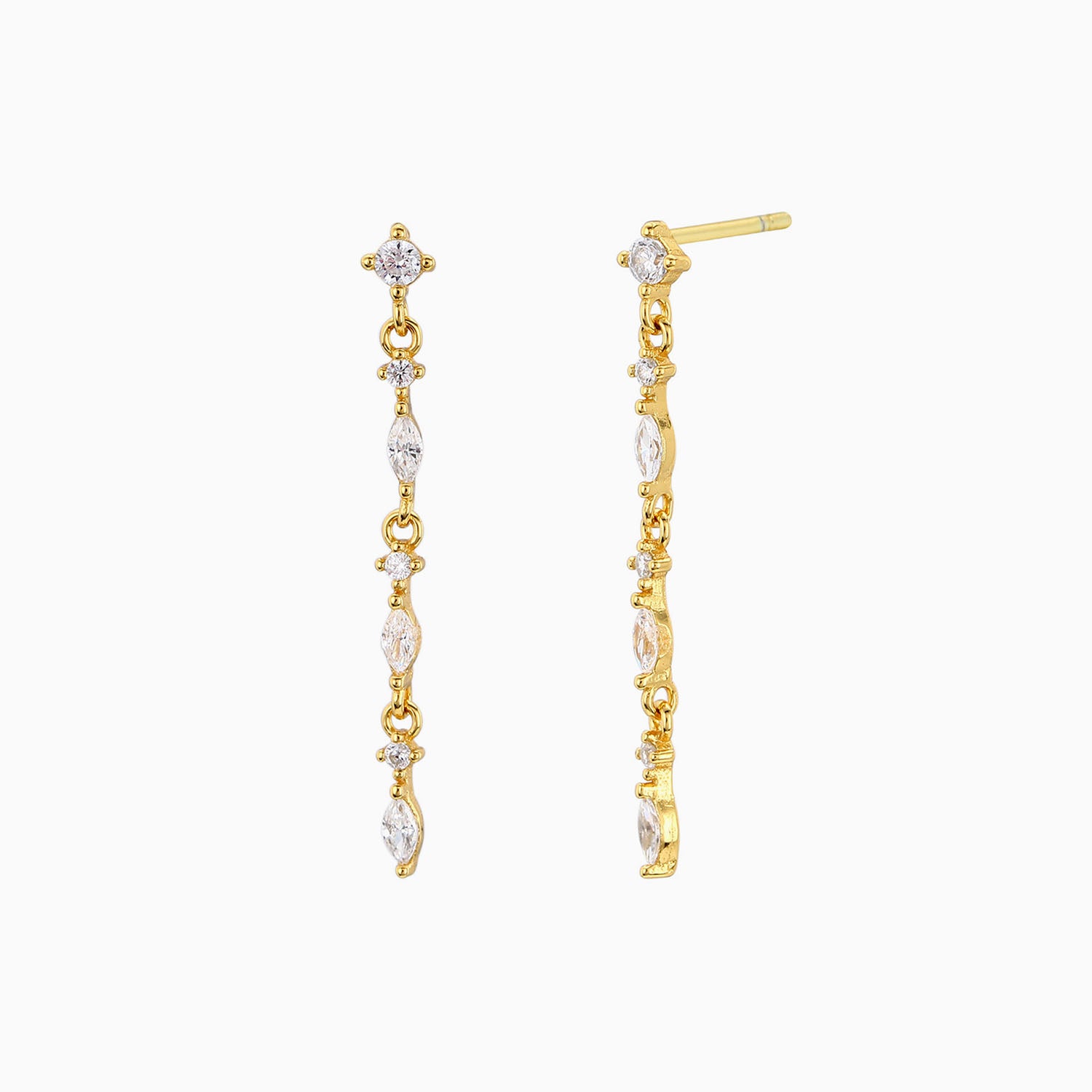 Dangle Diamond Drop Earrings - Gold