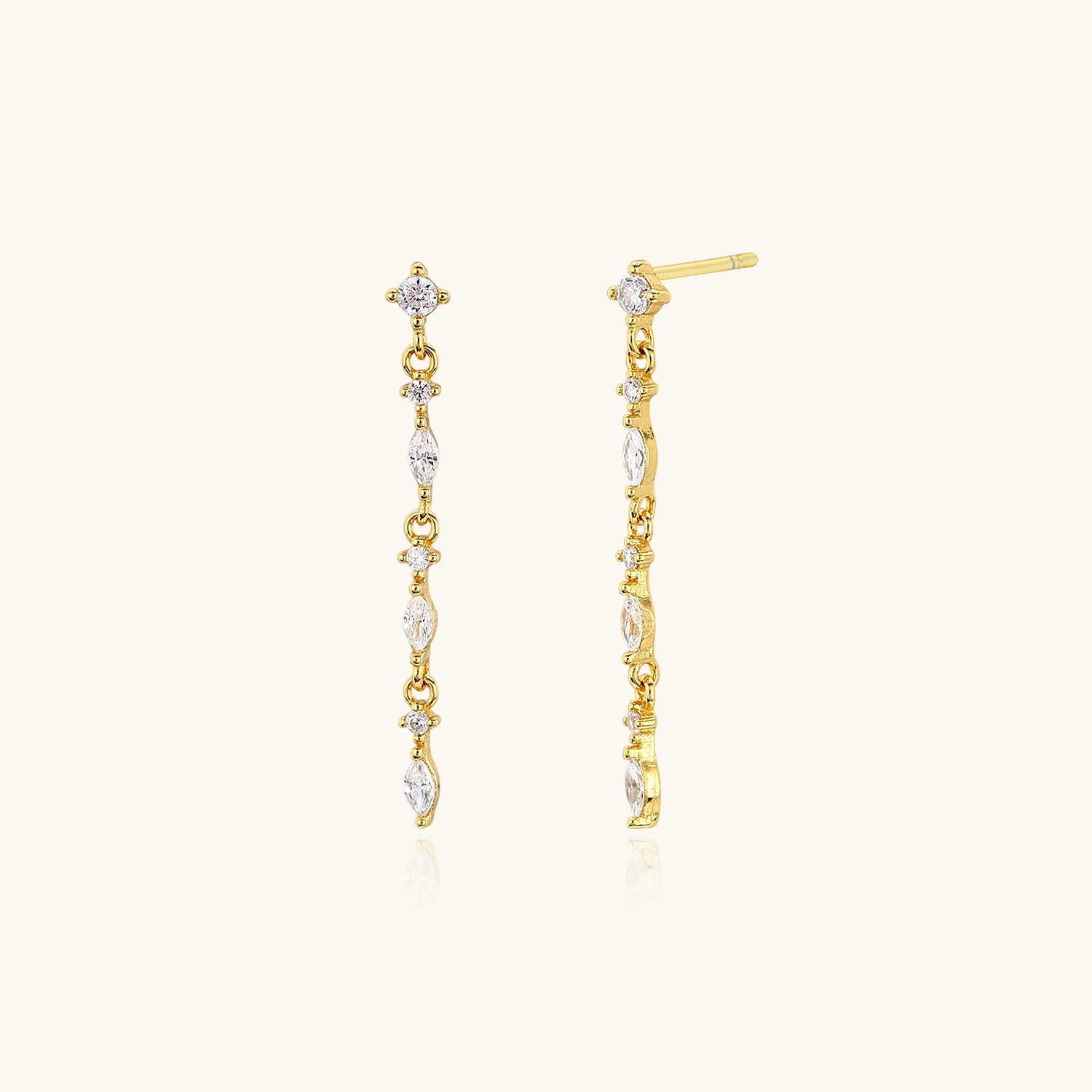 Dangle Diamond Drop Earrings - Gold