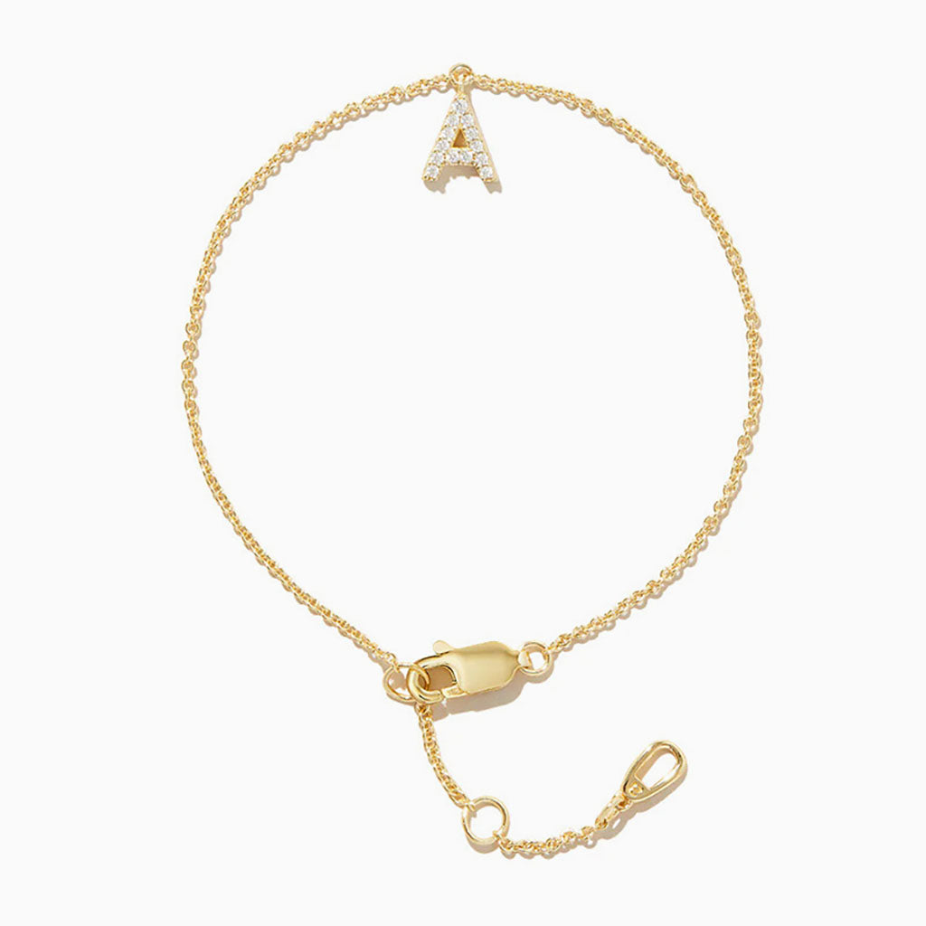 Dangle Diamond Initial Bracelet - Gold