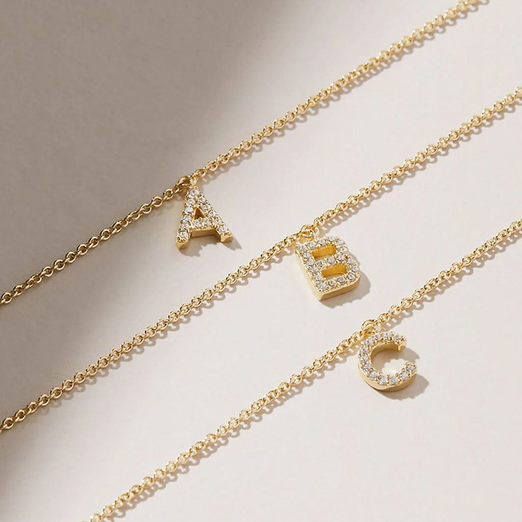 Dangle Diamond Initial Bracelet - Gold