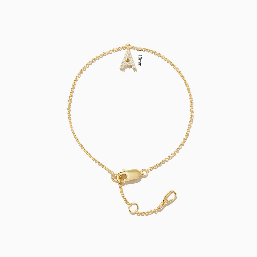 Dangle Diamond Initial Bracelet - Gold