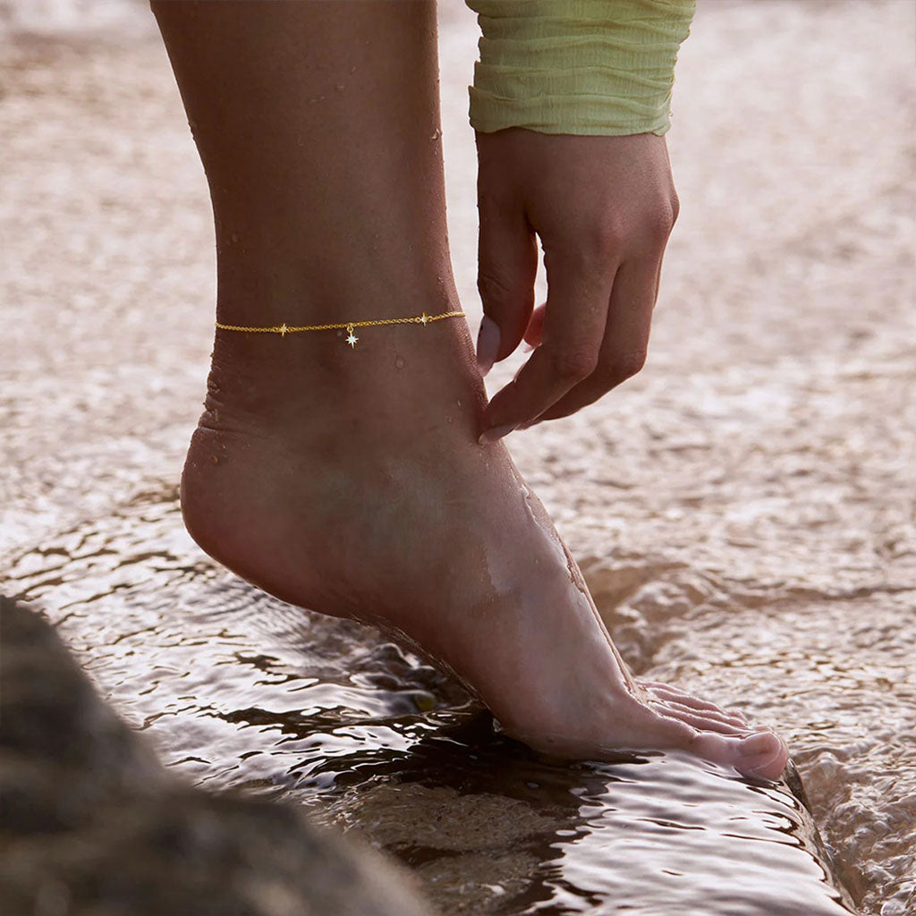 Dangle North Star Anklet - Gold