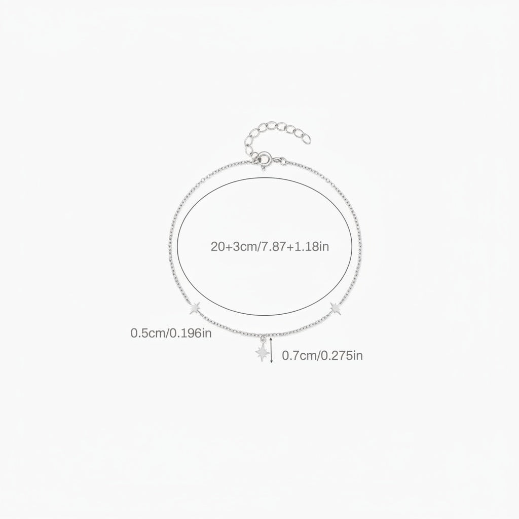 Dangle North Star Anklet - Silver