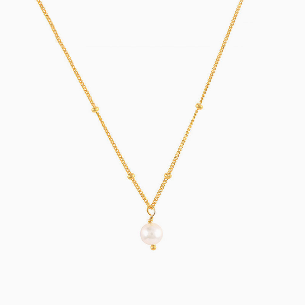 Dangle Pearl Beaded Station Necklace - Gold