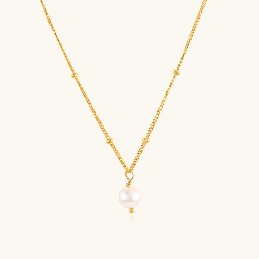 Dangle Pearl Beaded Station Necklace - Gold