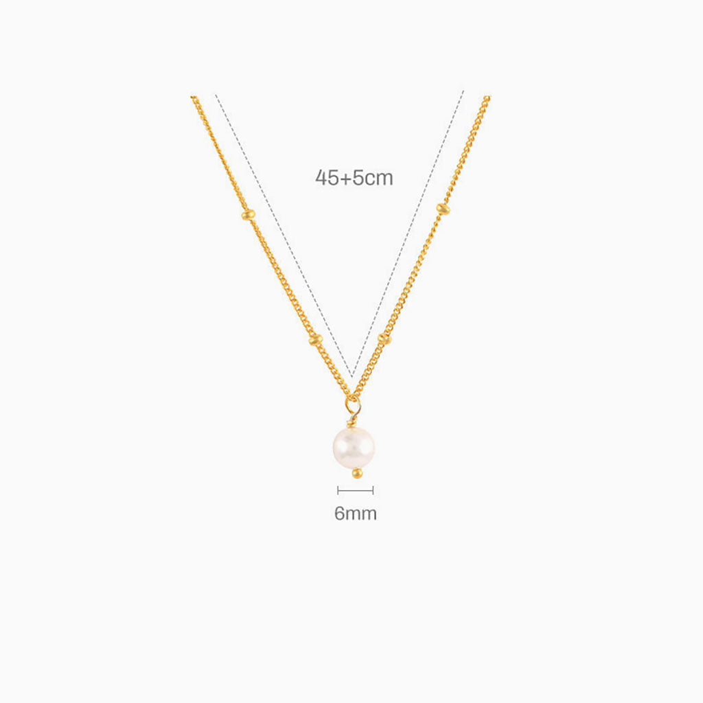 Dangle Pearl Beaded Station Necklace - Gold