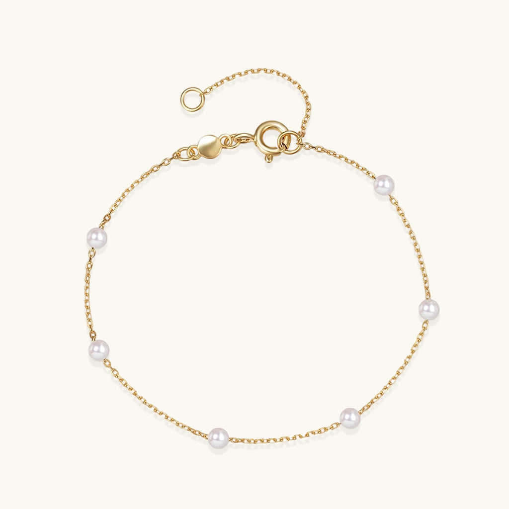 Delicate Pearl Station Bracelet - Gold