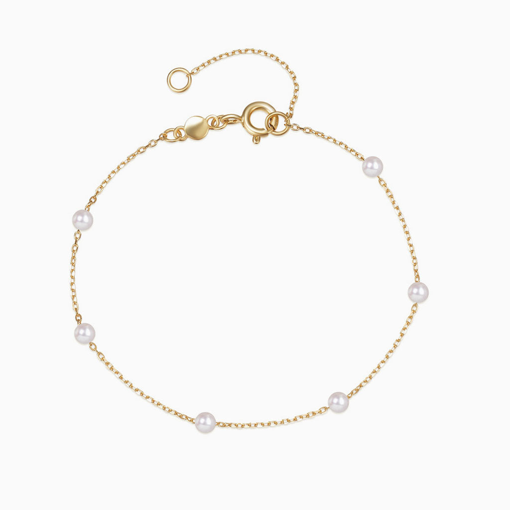 Delicate Pearl Station Bracelet - Gold