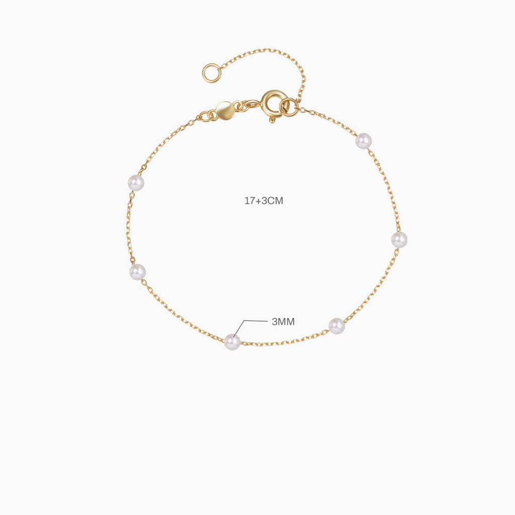 Delicate Pearl Station Bracelet - Gold
