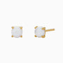 Delicate Solitaire Opal Stud Earrings - Gold