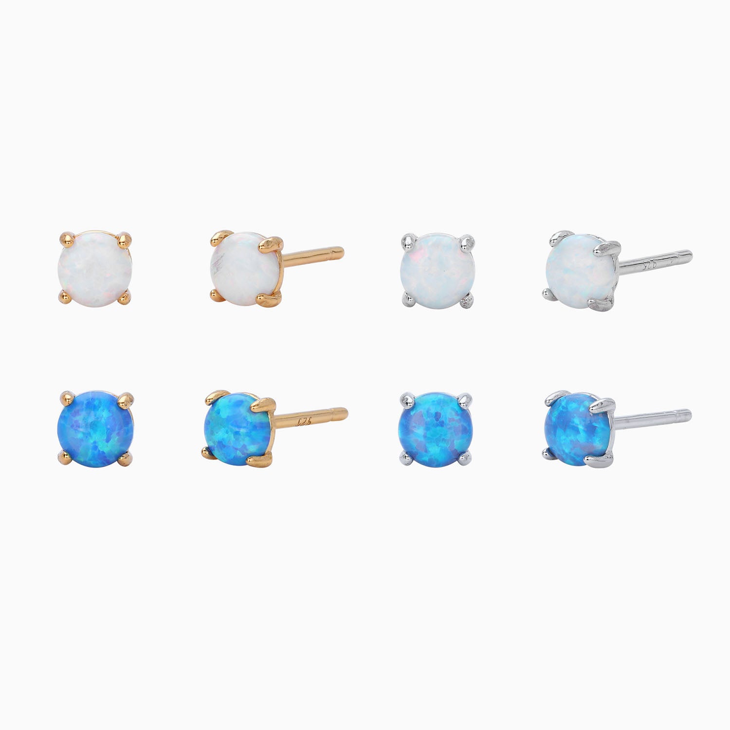 Delicate Solitaire Opal Stud Earrings - Gold