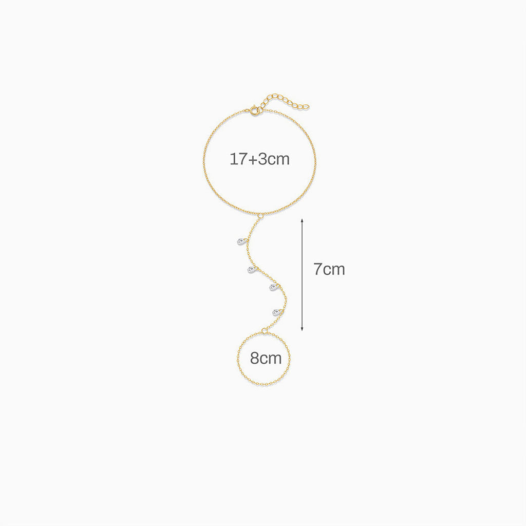 Dewdrop Crystal Hand Chain Bracelet - Gold