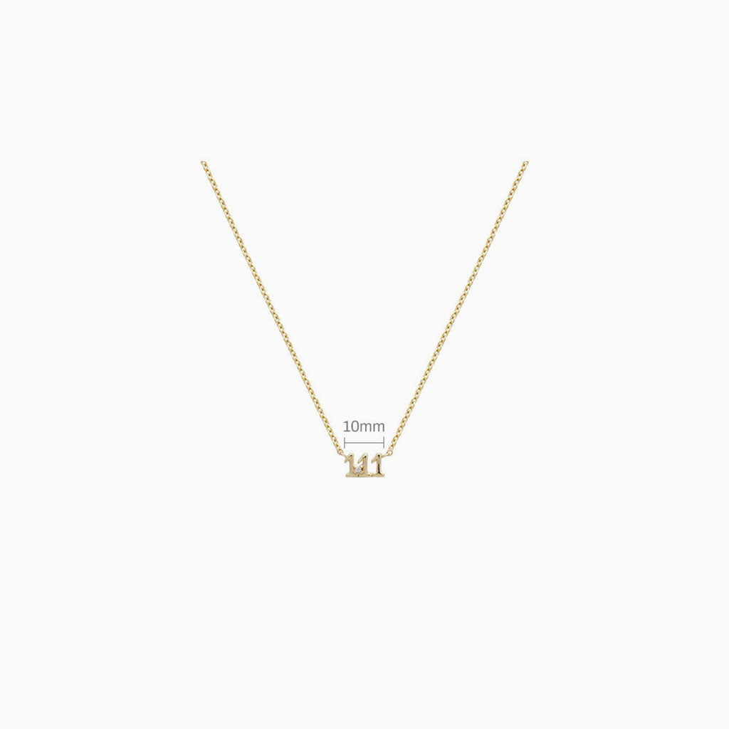 Diamond Angel Number Necklace - Gold