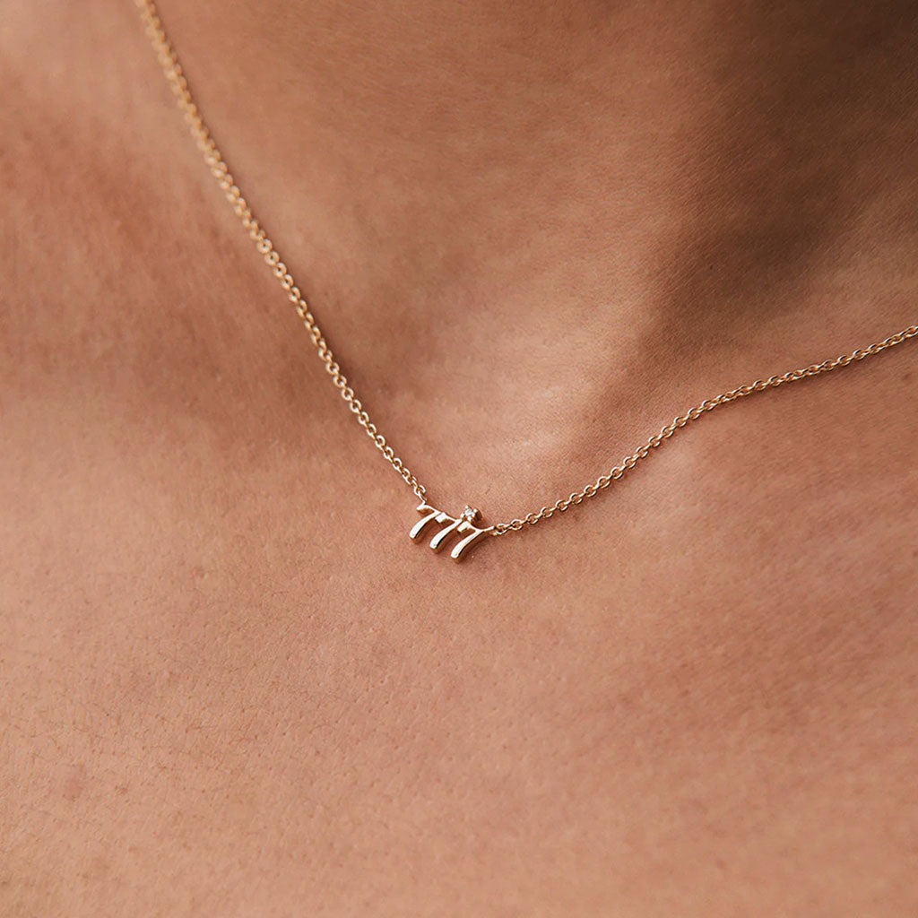 Diamond Angel Number Necklace - Gold