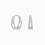 Diamond Beaded Double Hoop Earrings - Silver