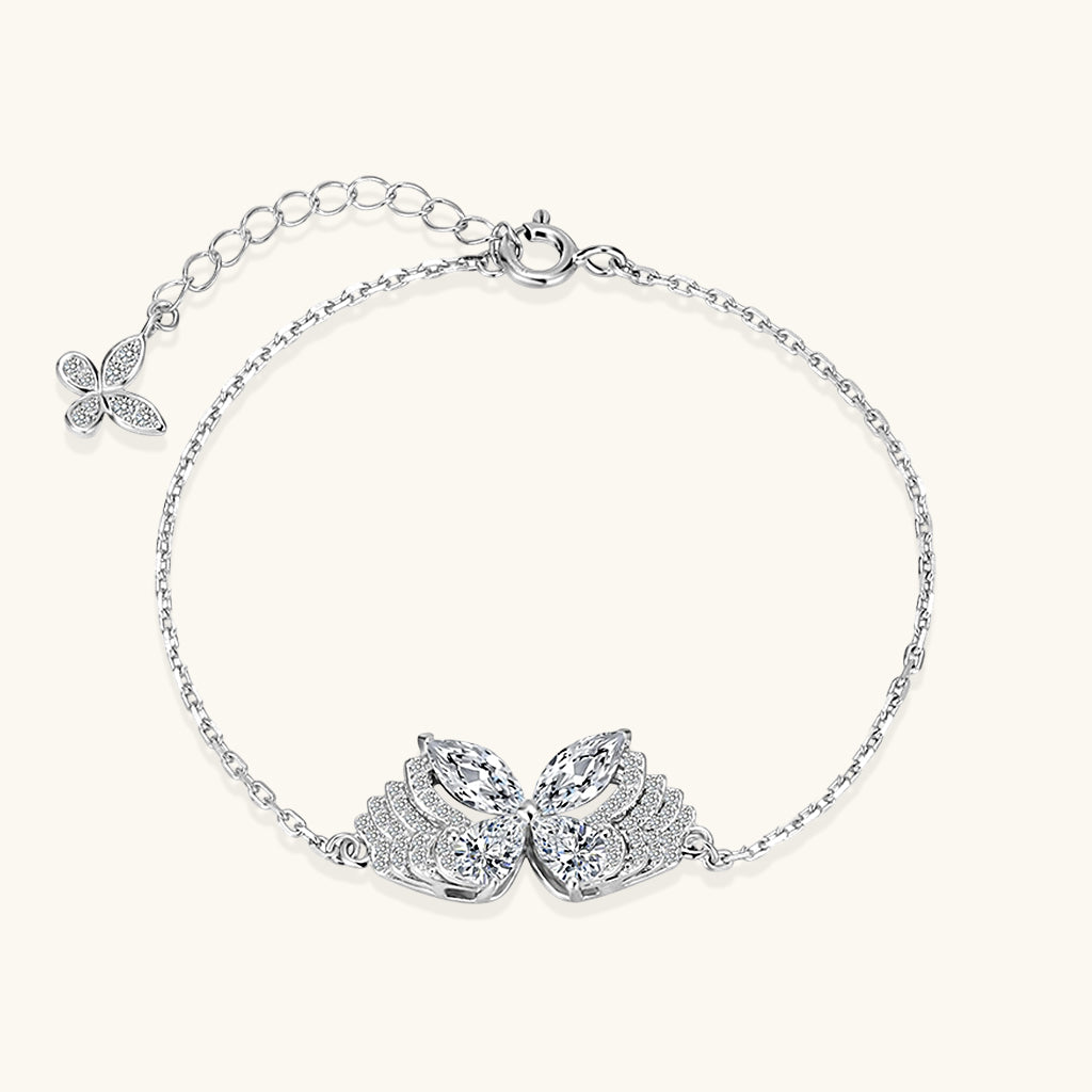Diamond Butterfly Bracelet - Silver