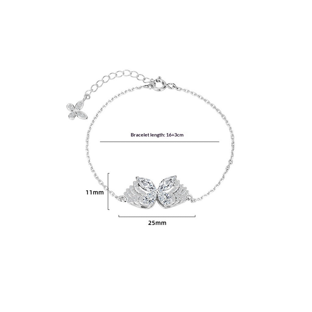 Diamond Butterfly Bracelet - Silver
